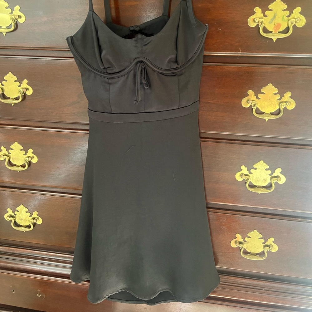 For love and lemons black silk mini dress